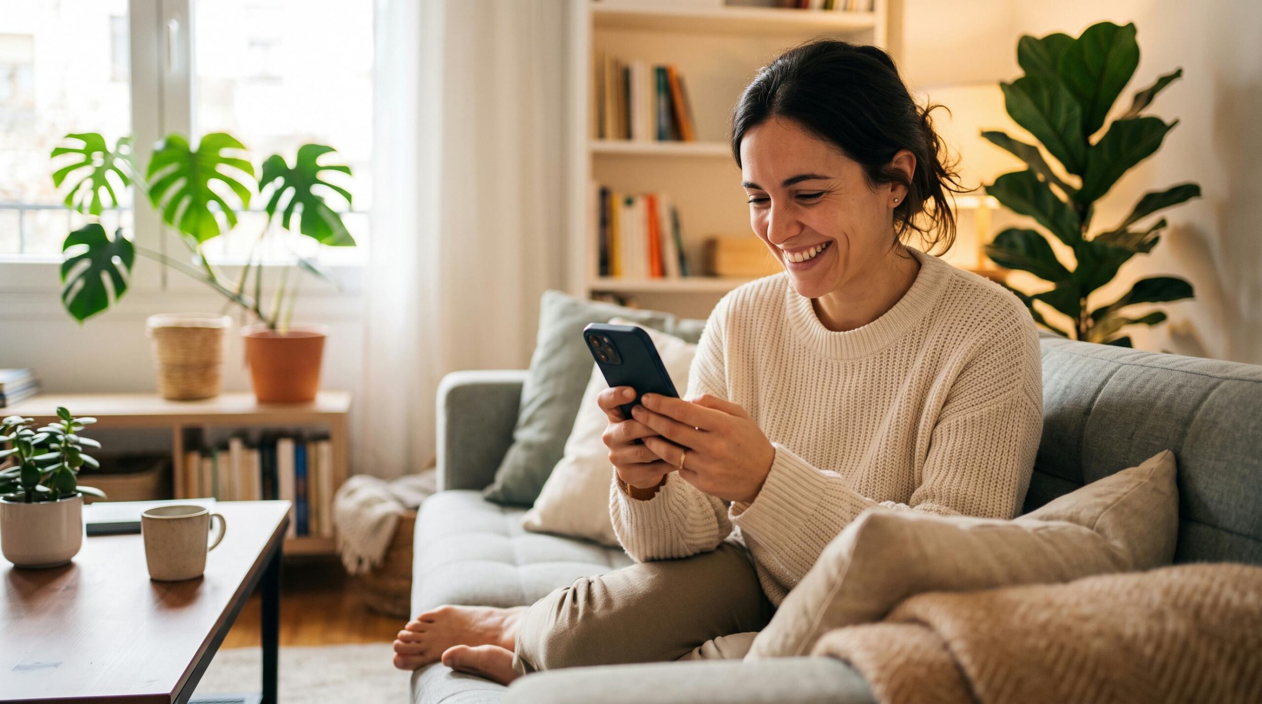Persona revisando el estatus de una transferencia SPEI en su teléfono celular con gesto de preocupación
